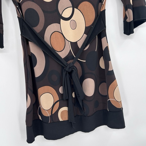 Vintage Wisse Womens Y2K Babydoll Retro Top Size Small Brown Geometric Mod 2000s - Picture 6 of 7